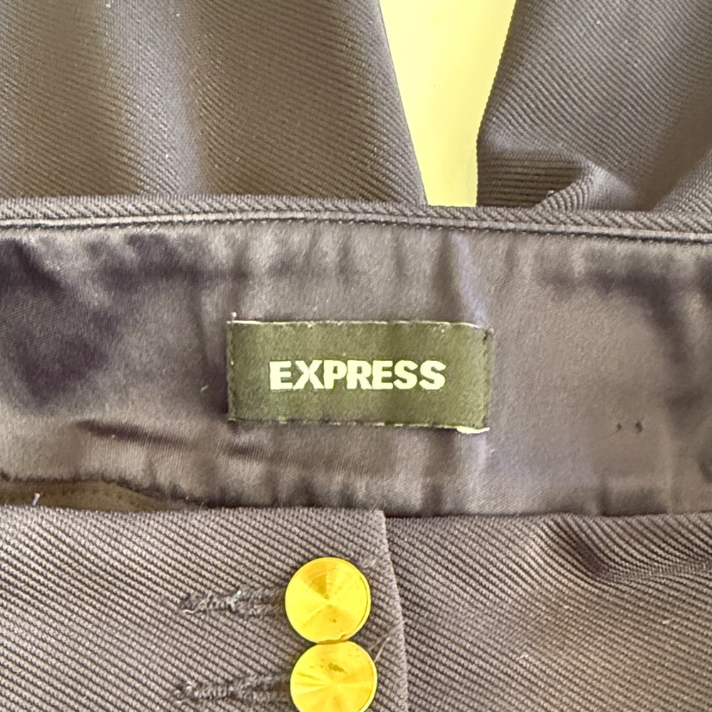 Express Wide Leg Pants in Navy with Gold Buttons - Picture 5 of 6